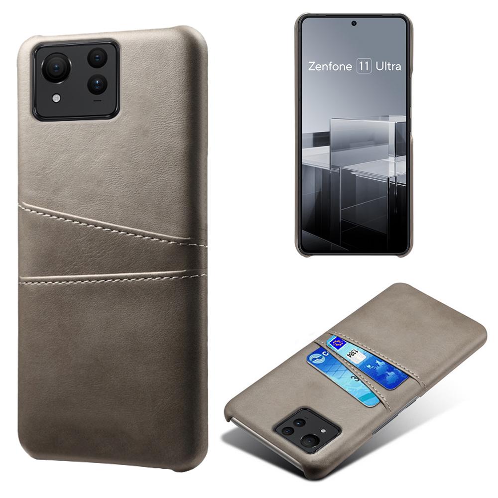 For Asus Zenfone 11 Ultra 5G Case Leather Coated PC Phone Cover with 2 Card Slots