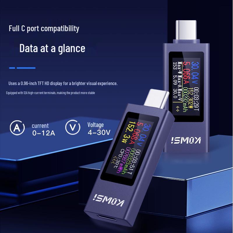 KWS-2302C Mobile Charger Tester 12A High-Current PD DC Voltmeter Power Meter