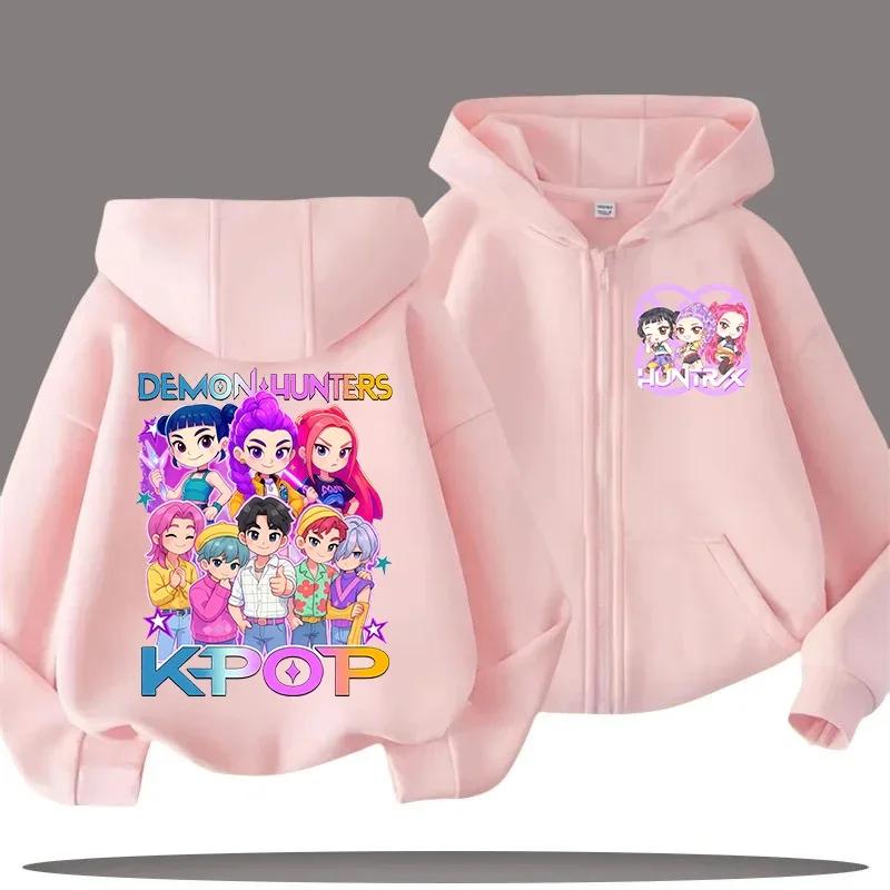 2025 Hot Funny Zip Up Sweatshirts Kpop Demon Hunters Hoodie Children Clothes Kid Girl Boy Sweatshirt Zipper Hoody Casual Top