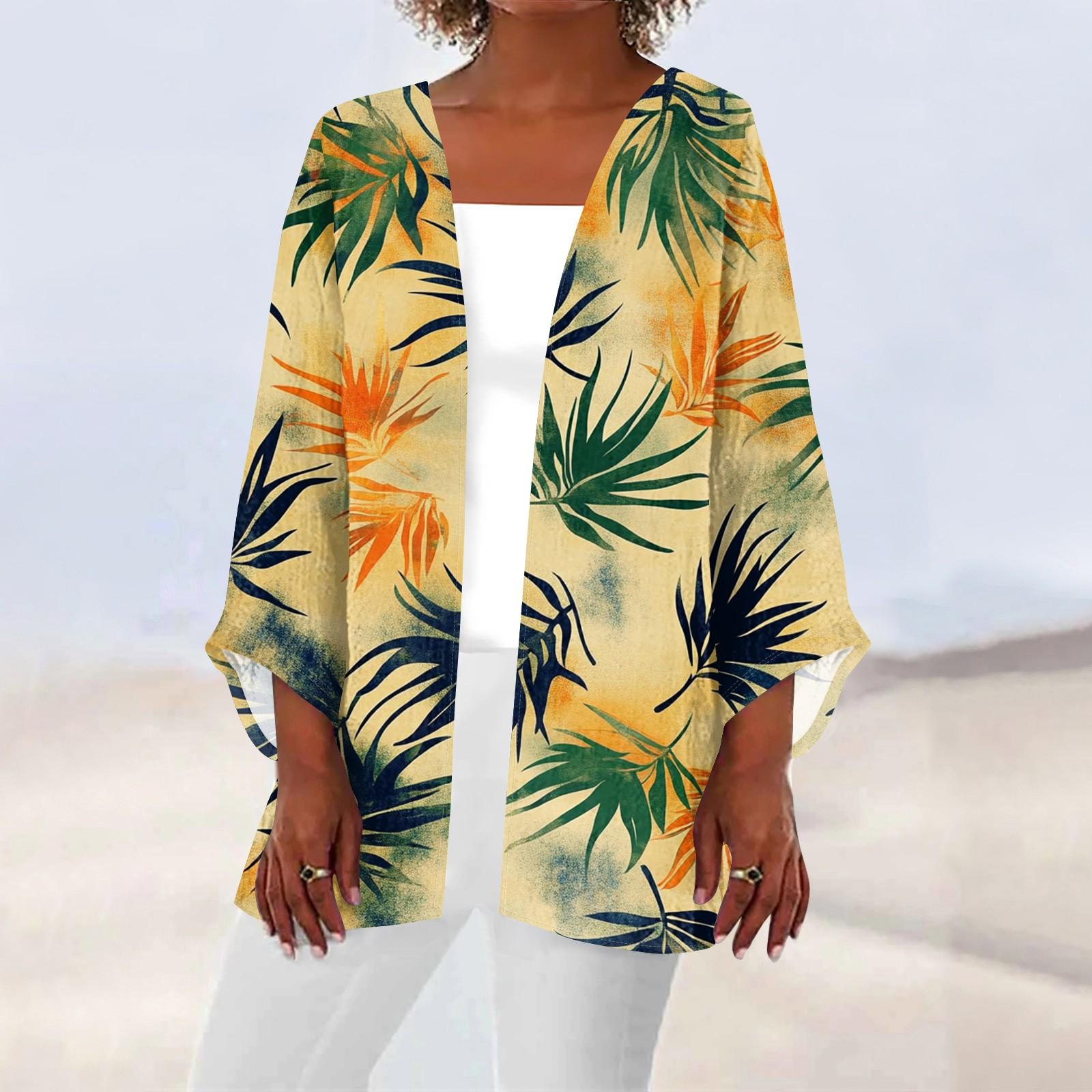 

Женская повседневная модная пляжная легкая куртка средней длины с принтом «Океан-Три» XXXL