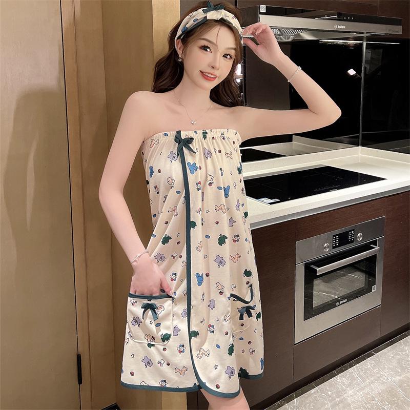 Letnia piżama damska: Codzienny, Wygodny Ręcznik Bandeau i Szlafrok Kąpielowy do Sauny