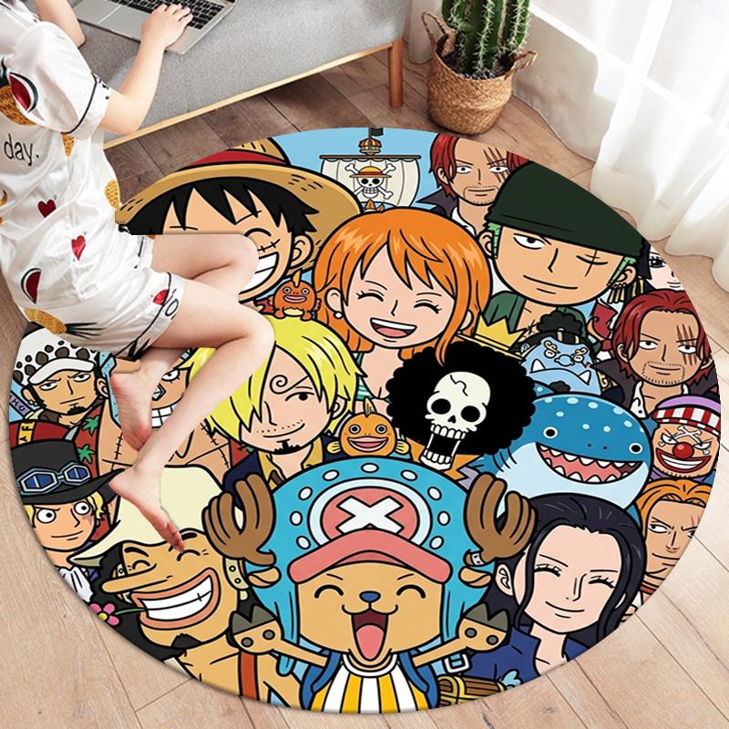 One Piece Poster Round Area Rug Carpet Rug For Living Room Bedroom Sofa Playroom Decor Nonslip Floor Mat