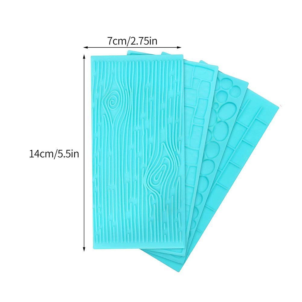 

4Pcs Plastic Embossing Fondant Molds Set Icing Chocolate Cake Decorating Mould Brick Wood Cobble Pebble Stone Designs Baking
