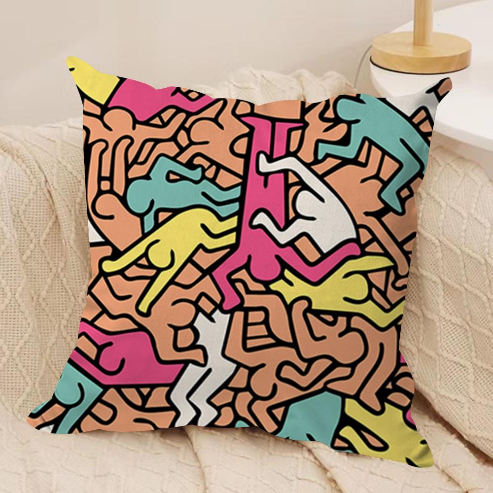 KKeith Art Exhibition Cushion Cover Silky Short Plush Invisible Zipper Dustproof Sofa Pillow Case For Home Decor