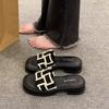 French flat-bottomed cool slippers women's summer outer wear fashion 2025 new Xiaoxiangfeng women's seaside beach sandals