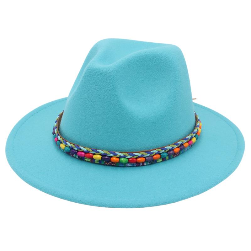 Top Hat Rainbow Hand-Woven With Accessories Ethnic Style Tibetan Hat Colorful Jazz Hat