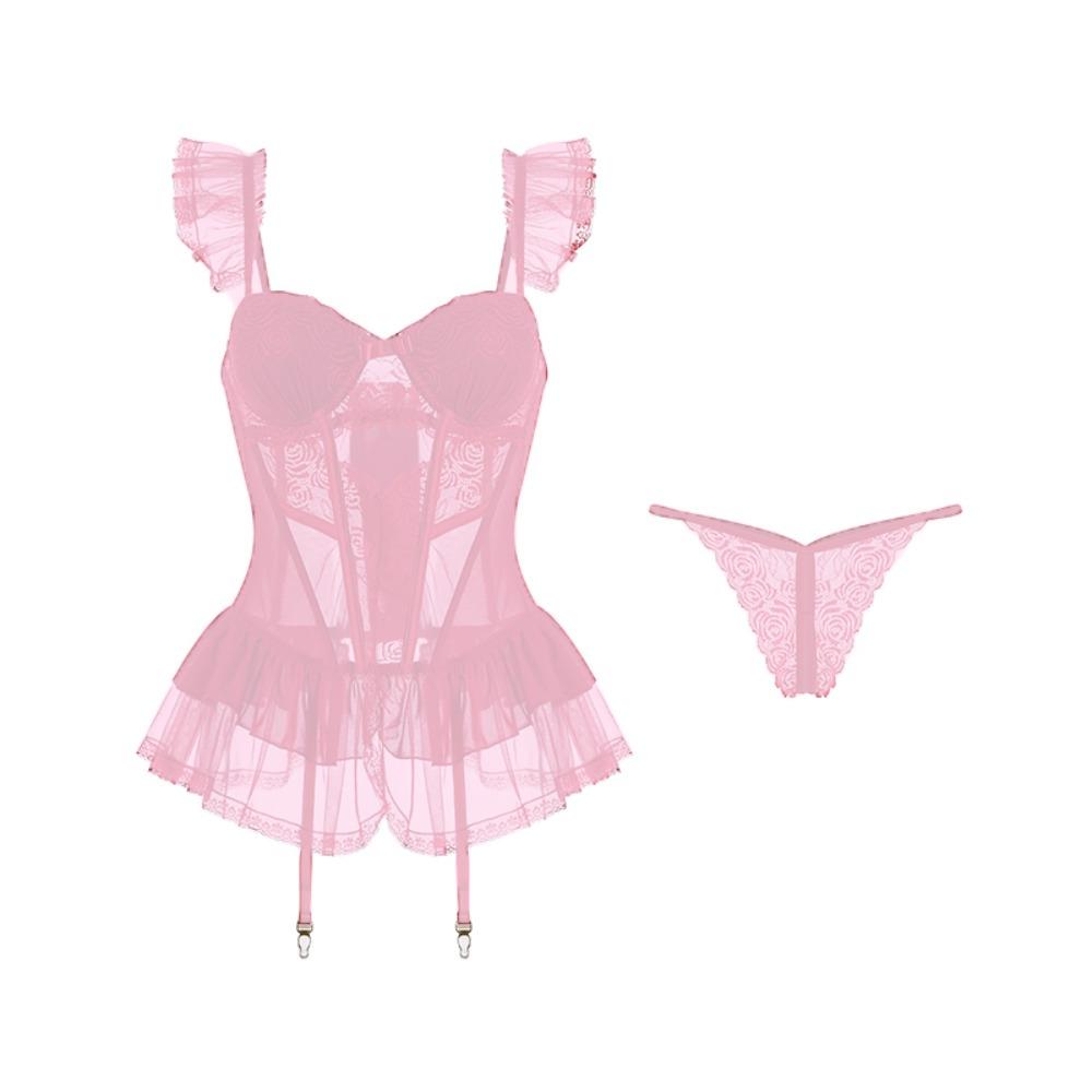 Ruffle Camisole Nightwear Transparent Mesh Nightdress Comfortable Lace Nightgown  Home