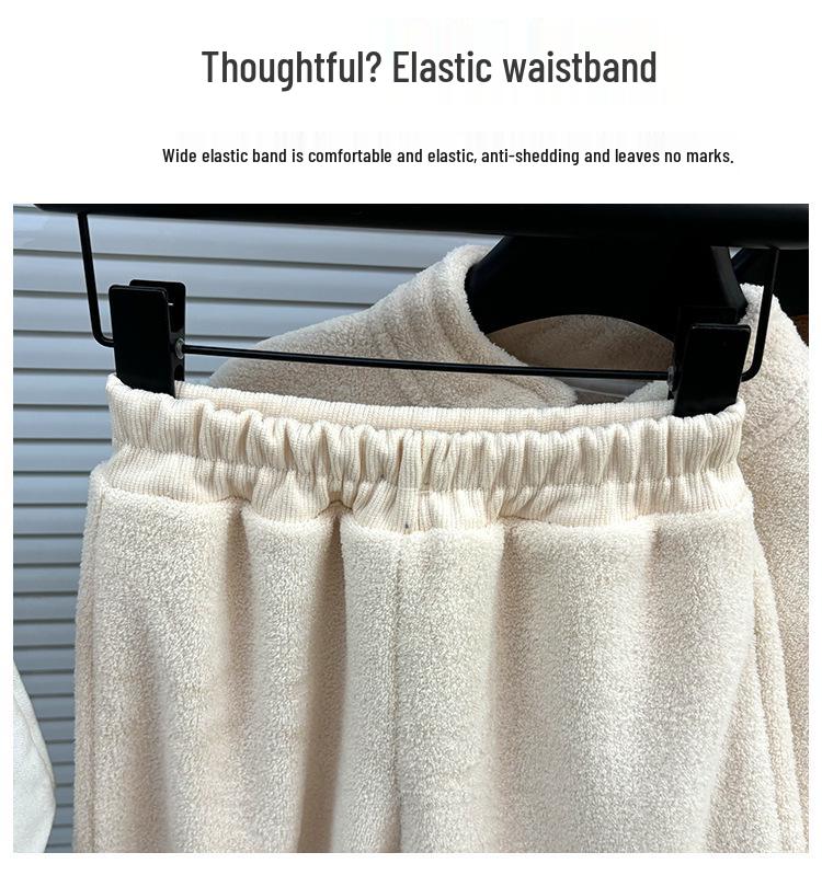 Korean Style Kids' Two-Piece Set: Stand-up Collar Fleece Sweater & Thick Pants for Fall/Winter, Unisex