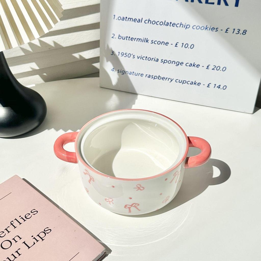 Large Capacity Bow Tie Noodle Bowl for Students