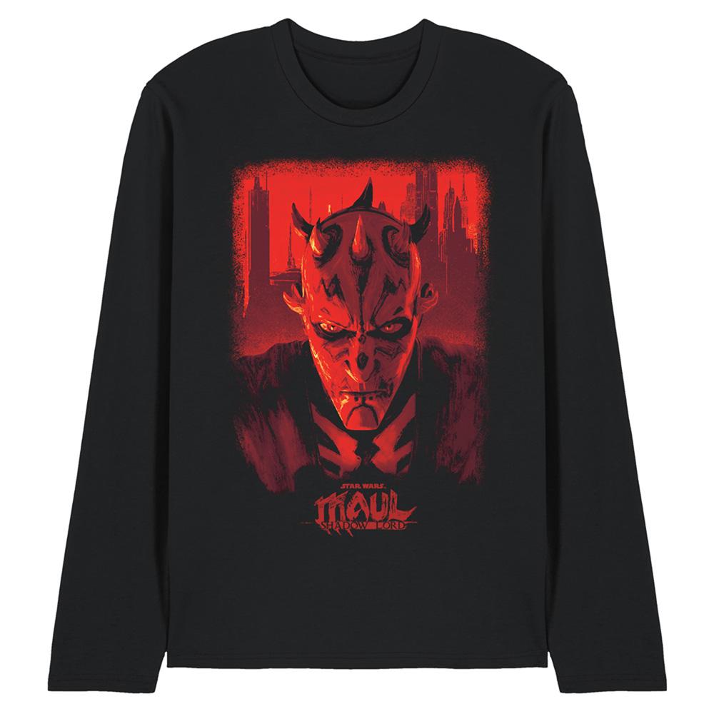 Gwiezdne Wojny: Maul-Shadow Lord Unisex Adult Czerwony Plakat Miejski Koszulka z Długim Rękawem