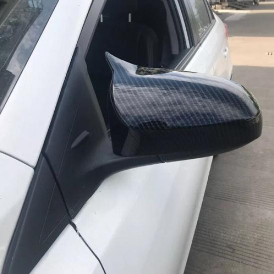 Carbon Fiber OX Horn Side Rearview Mirror Cover Cap For Toyota Corolla 2014-2018