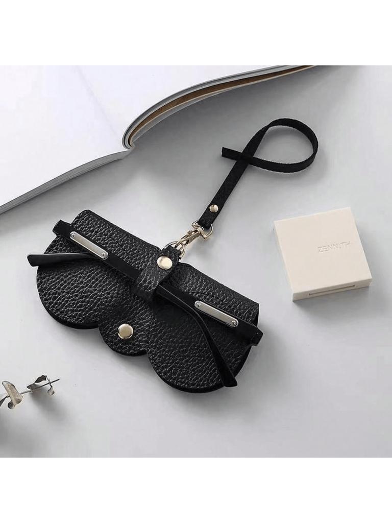 Retro Elegant Portable Glasses Pouch, PU Leather Sunglasses Storage Clip Bag, Durable Protective Con