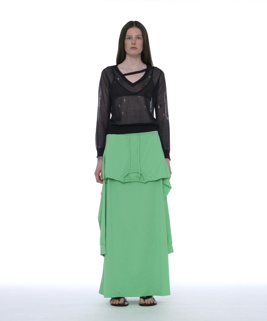 Partimento Woman Deconstructed Tee Maxi Skirt_Neon Green