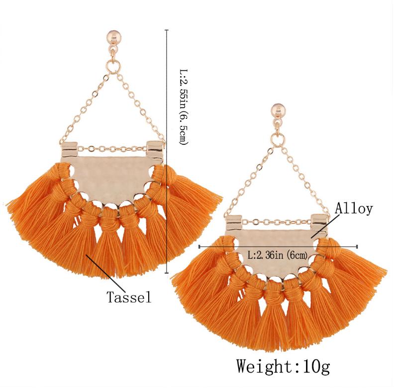 Europe and America Exaggerated Sector Tassels Ear Pendants Bohemia Long Earrings Eardrop Ladies Jewelry Christmas Gift