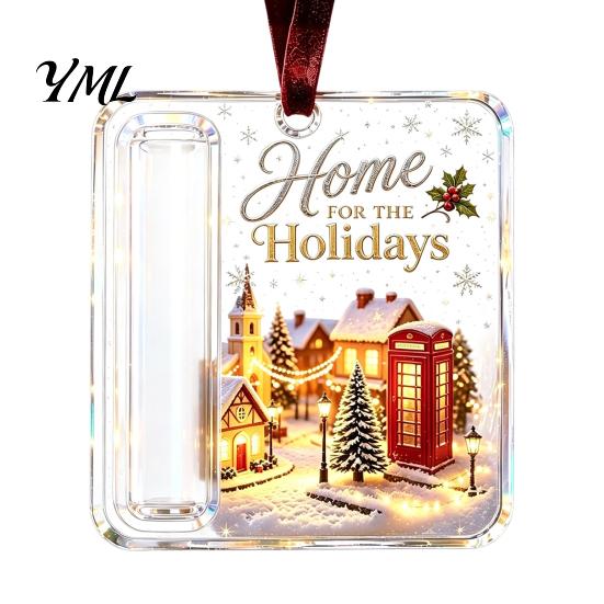 Reusable Christmas Gift Pendant Acrylic Money Holder Ornament, Cash Hanging Decor with Tree Ornament Festive Pattern, for Surprise Giving, Holiday