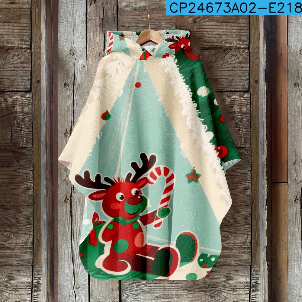 Digital Print Women's Hooded Cloak for Halloween and Christmas