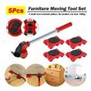 Set da 5 Pezzi Sollevatore Mover per Mobili Duty con Barra a Ruote Dispositivo di Movimento Ausilio per Sollevare Mobili