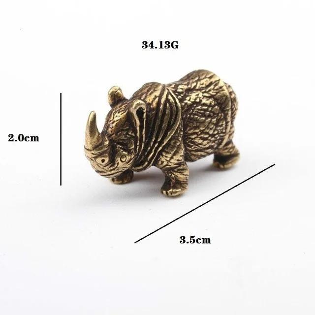 Home Decoration Creative Shape Crafts Retro Pure Copper Solid Brass Cute Rhino Tea Pet Tea Play Ornaments Toy Accessories Gifts