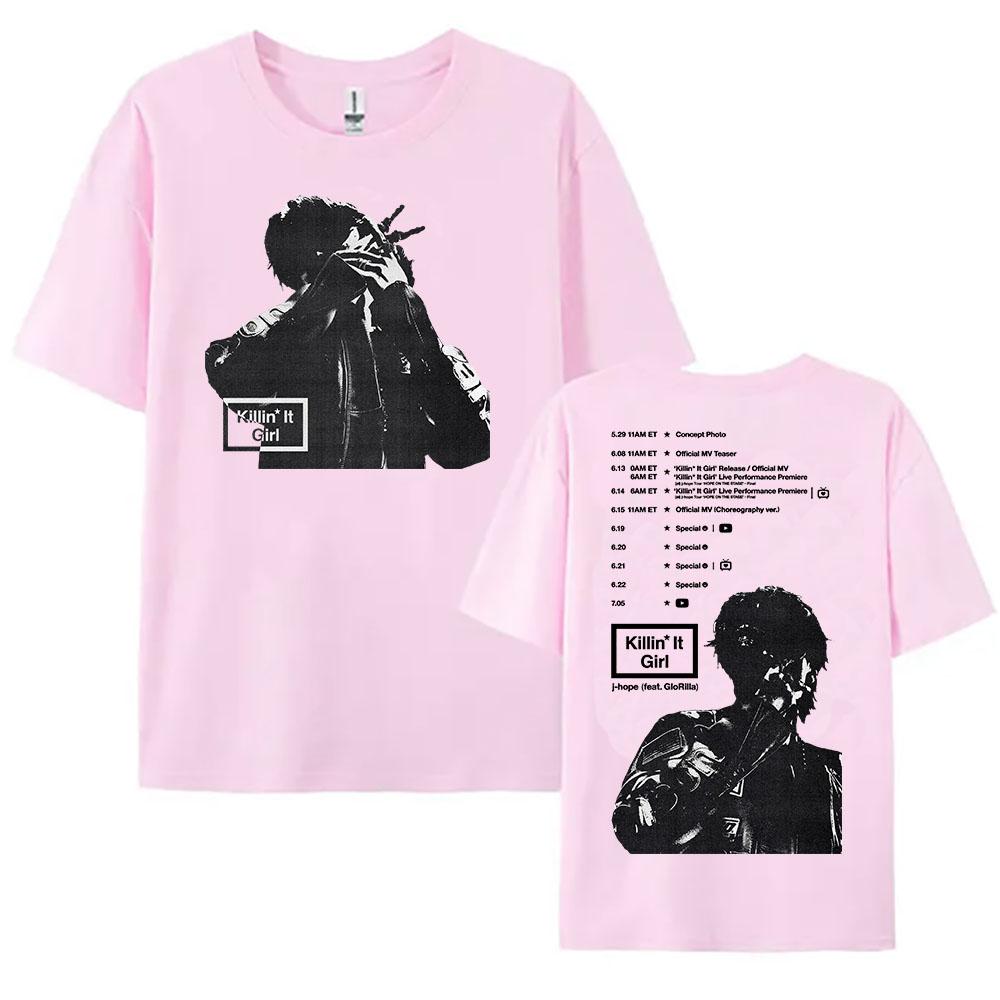 J-hope GloRilla Killin' It Girl T-shirt Summer Short Sleeve Female Tshirts Loose Fashion Korean Singer Print T Shirt O-neck Girl
