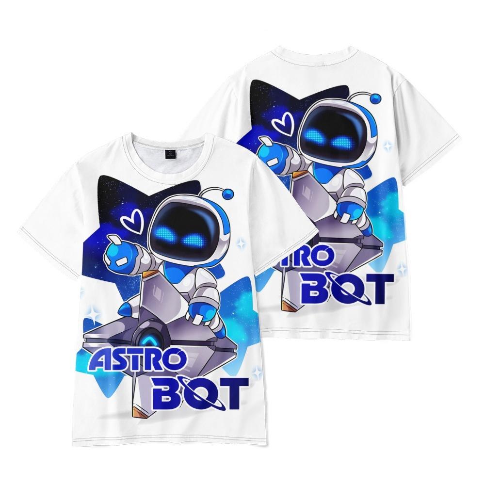 7 Colors Astro Bot Women Men s T-shirts Anime Printed O-Neck Oversized Short Sleeves Fashion Mens Clothing Streetwear XS белый