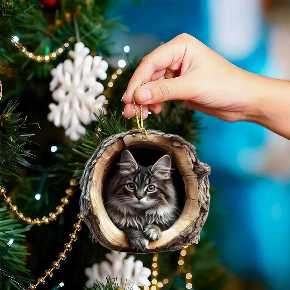 Weihnachts-Acryl-Tierornamente 2025 Weihnachtsbaum-Anhänger Saisonale Dekoration zum Aufhängen am Baum Weihnachten Navidad Partyzubehör