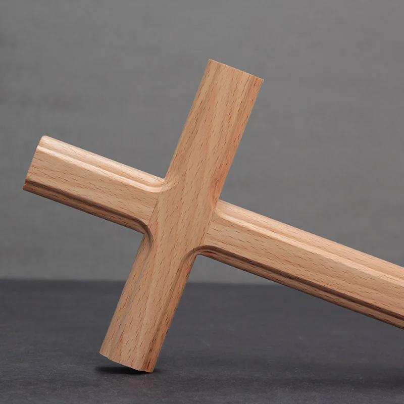 Christian Cross Beech Wood Cross Home decor Wall Hanging Church Decoration Jesus Christ Crosses Jezus Christus Crucifix Wall