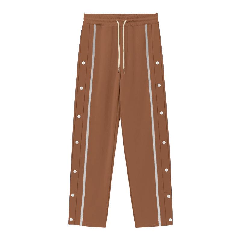 New Men Casual Sports Breasted Pants Men's Jogger Button Loose Straight Drawstring Oversized Loose Trousers