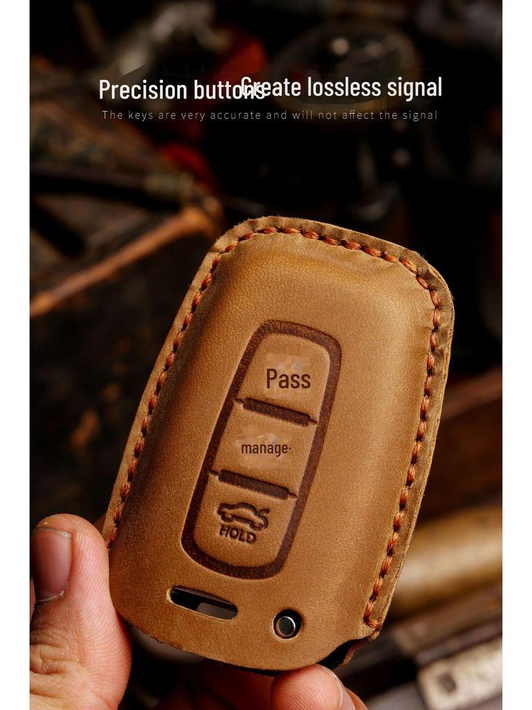 Genuine Leather Handmade Key Cover for Kia - Crazy Horse Design