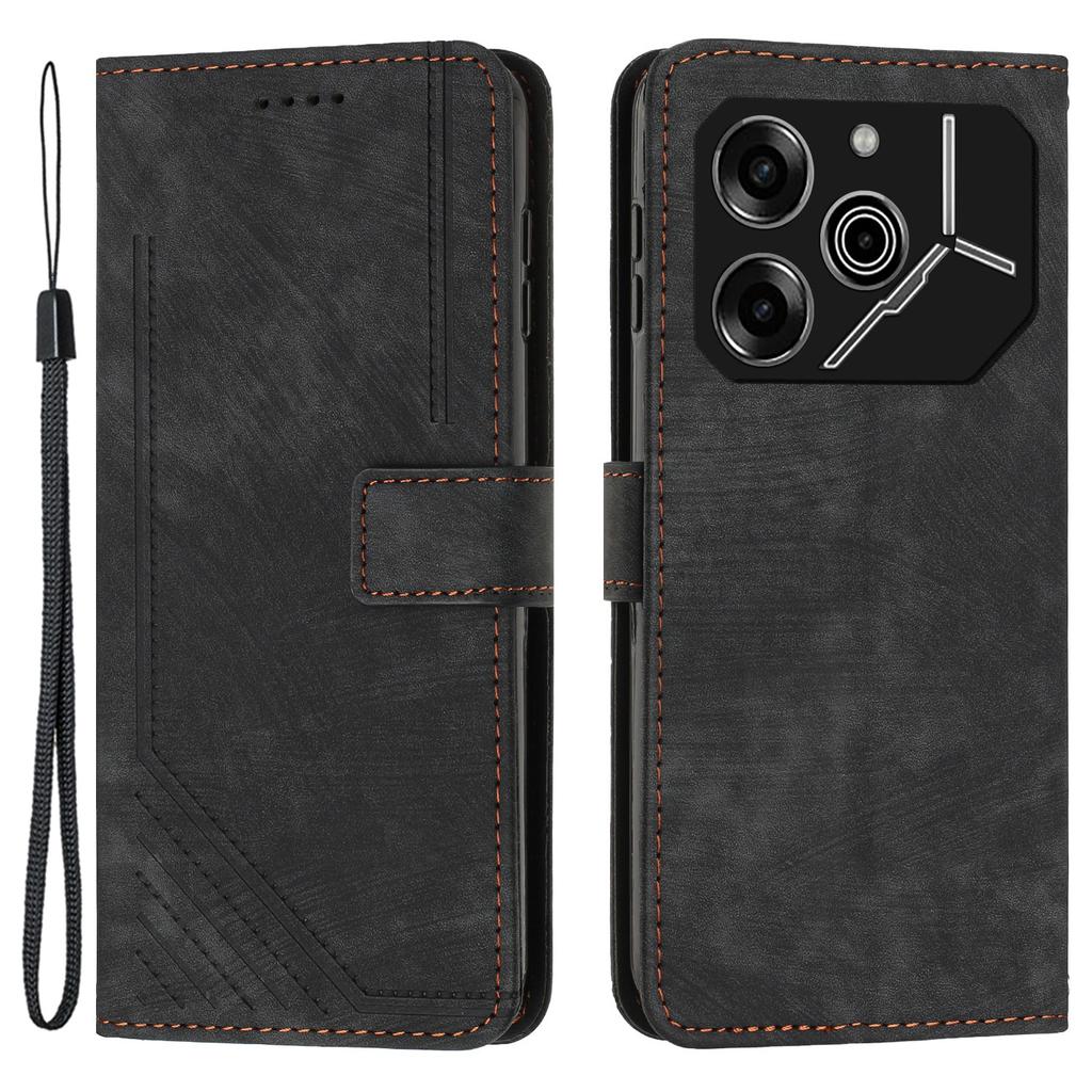 For TECNO Pova 6 Pro 5G/Li 9 Wholesale Phone Case Lines Imprint PU Leather Wallet Cover