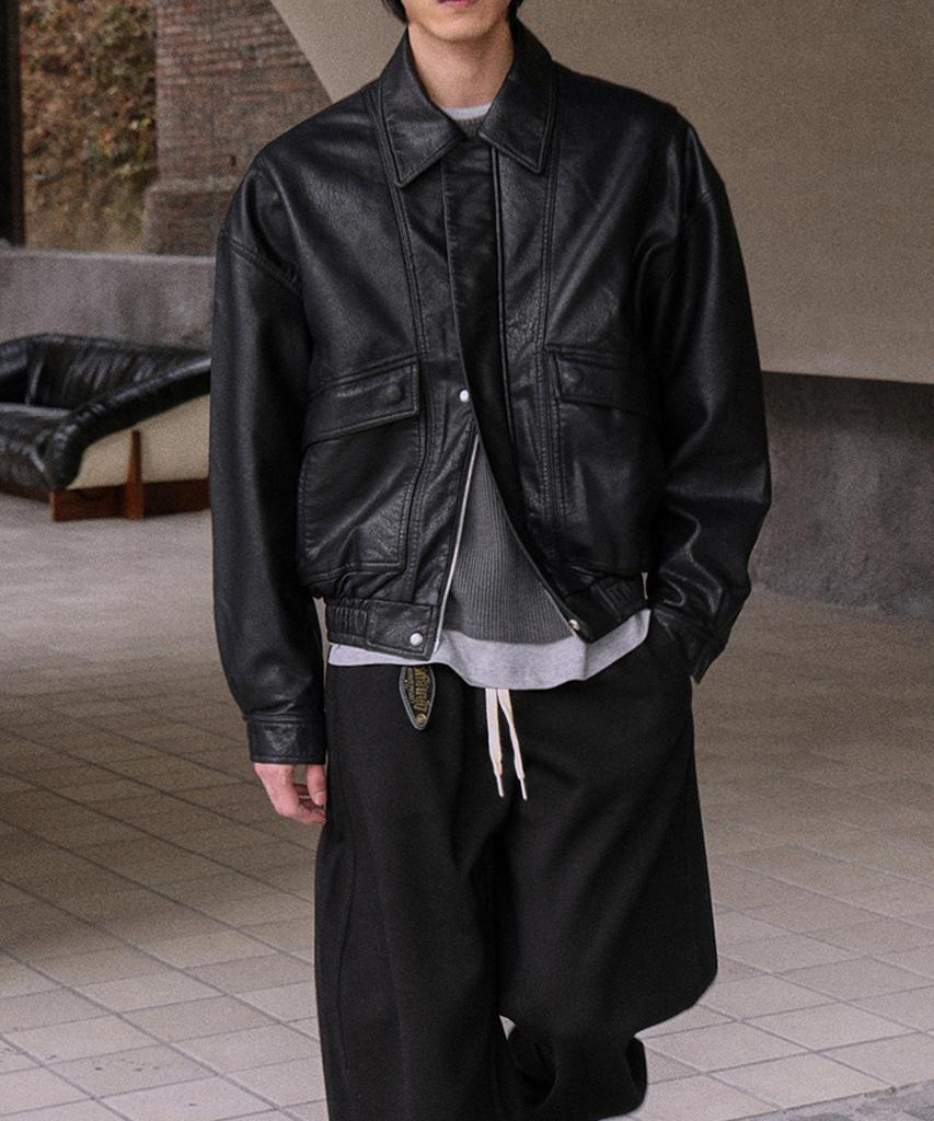 Mood Inside Amber Noble Leather Blouson Jacket_Black