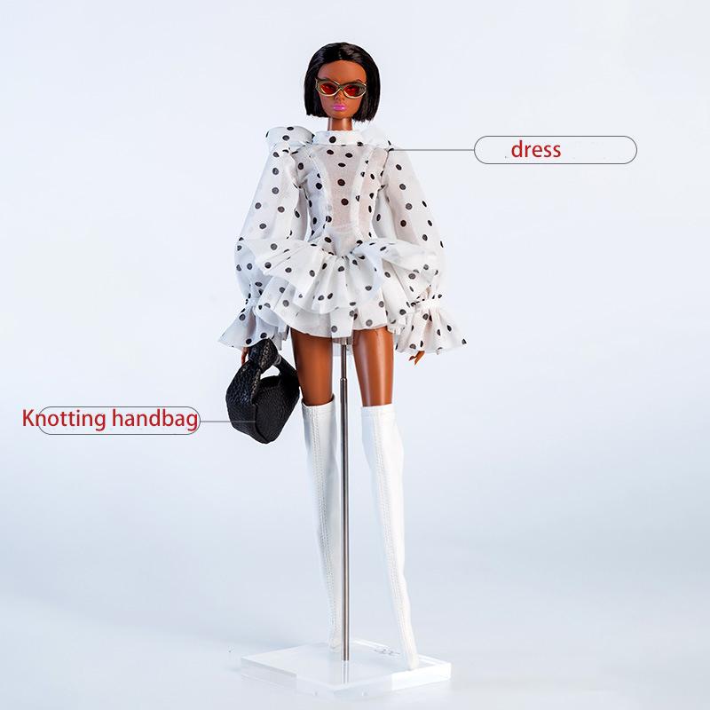 Doll Supermodel Toy Clothes Fashion Trendy White Polka Dot Fantasy Series Princess Dress For 30Cm 1/6 Bjd Fr Doll Dress Up Skirt