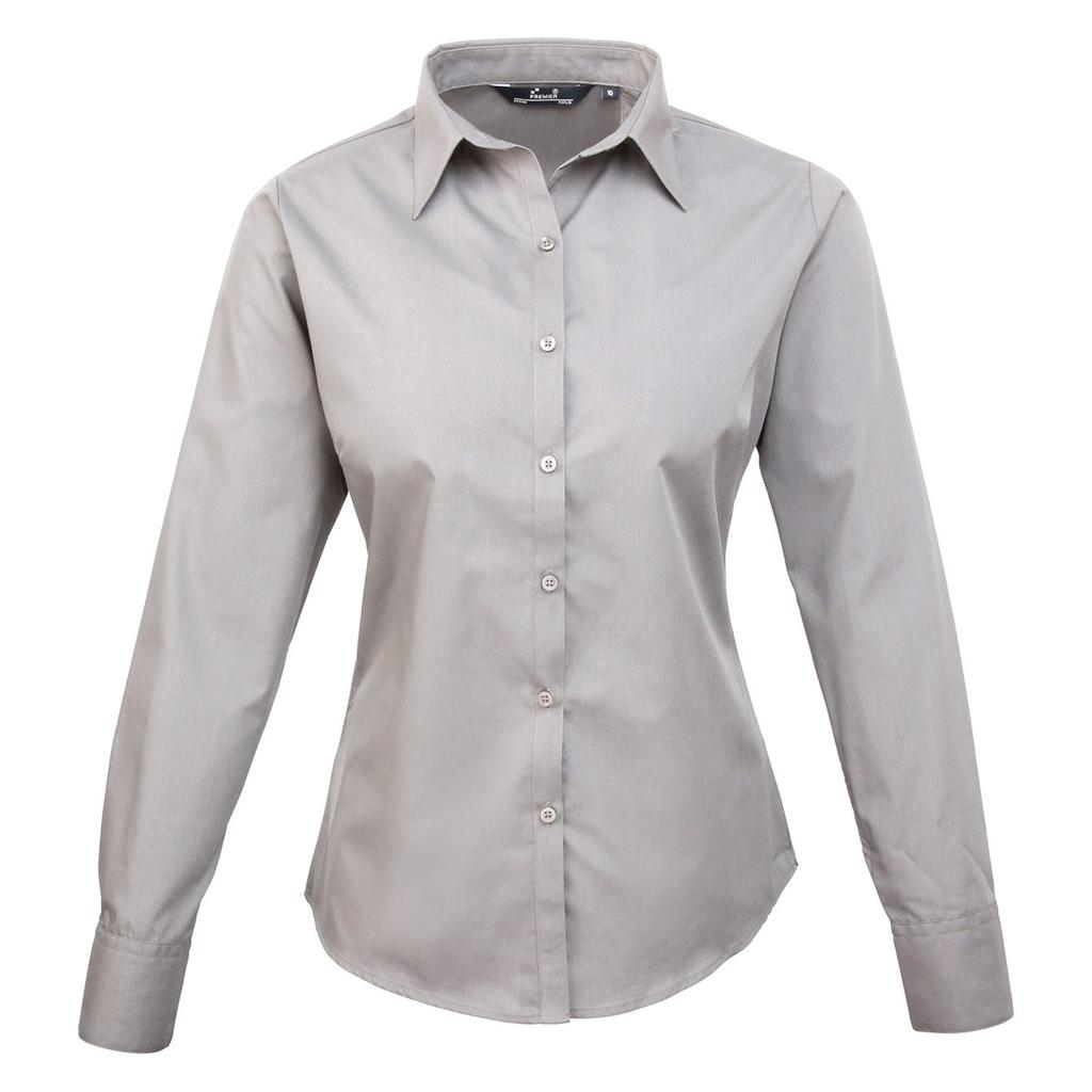 Premier Womens/Ladies Poplin Long-Sleeved Blouse