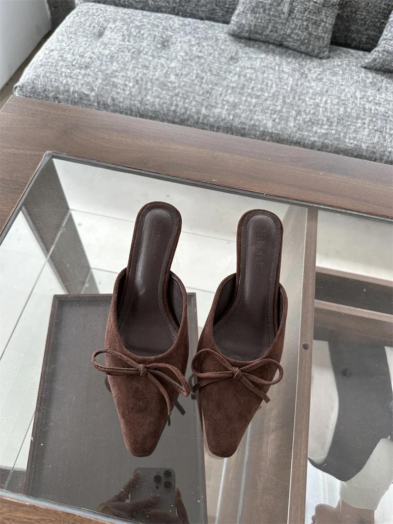 

Летние Новые Женские Сандалии, Тонкий Высокий Каблук с Бантом, Крутые Шлепанцы, Женская Обувь Большого Размера 43