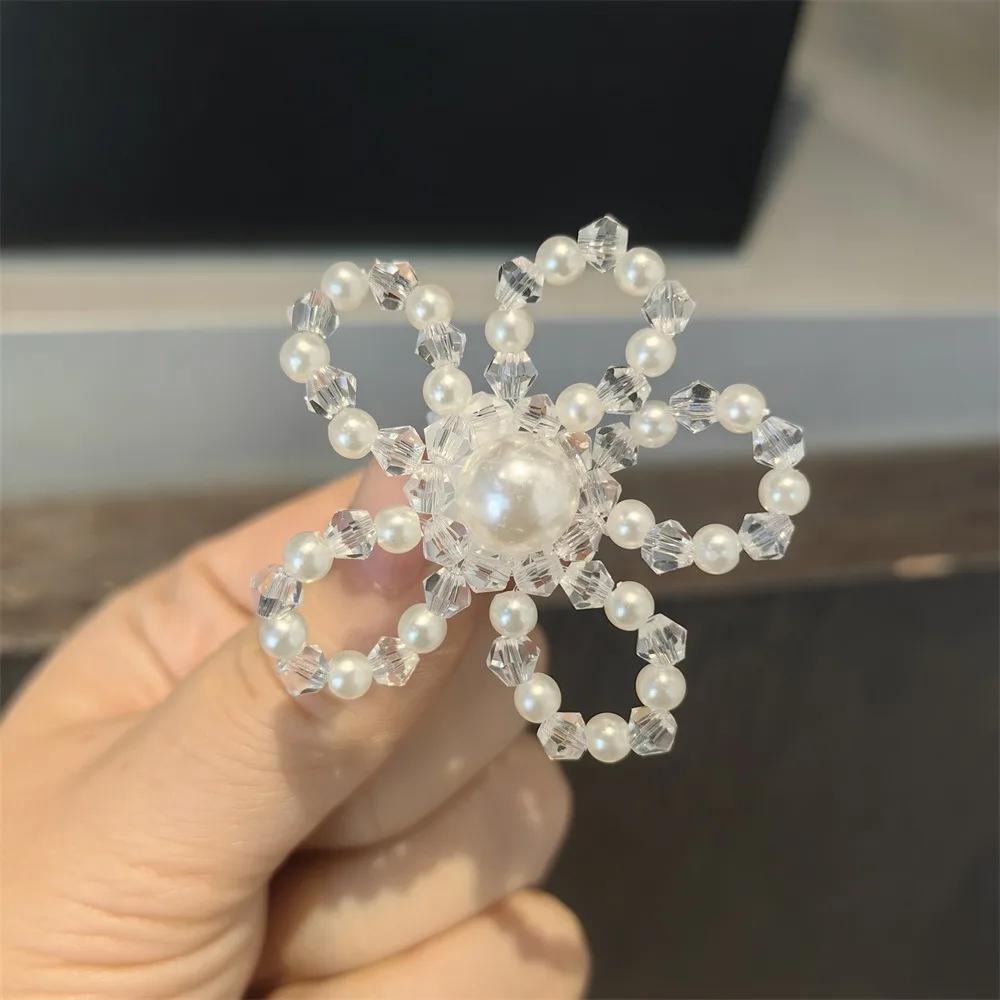 1PCS Crystal Flower Black White Color Fairy Bow Shoe Laces Buckle Ballet Lace Pearl Shoes Charm Buckle Shoelaces Decoration