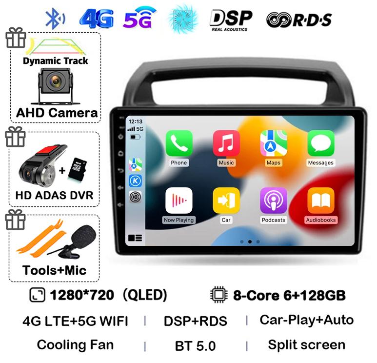 Android 14 WIFI+4G CarPlay Auto Car Radio For KIA Carnival VQ 2006 - 2014 Autoradio Multimedia Player Navigation GPS Stereo DSP