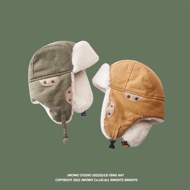 Lei Feng Winter Hat: Men & Women's Thick, Warm, Velvet-Lined Ski Beanie with Ear Protection for Cold-Weather Riding.