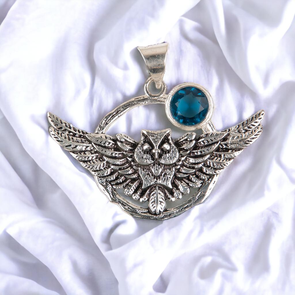 Natural Gemstone 925 Solid Silver Designer Jewelry Pendant 1.48" Christmas Gift CP-17