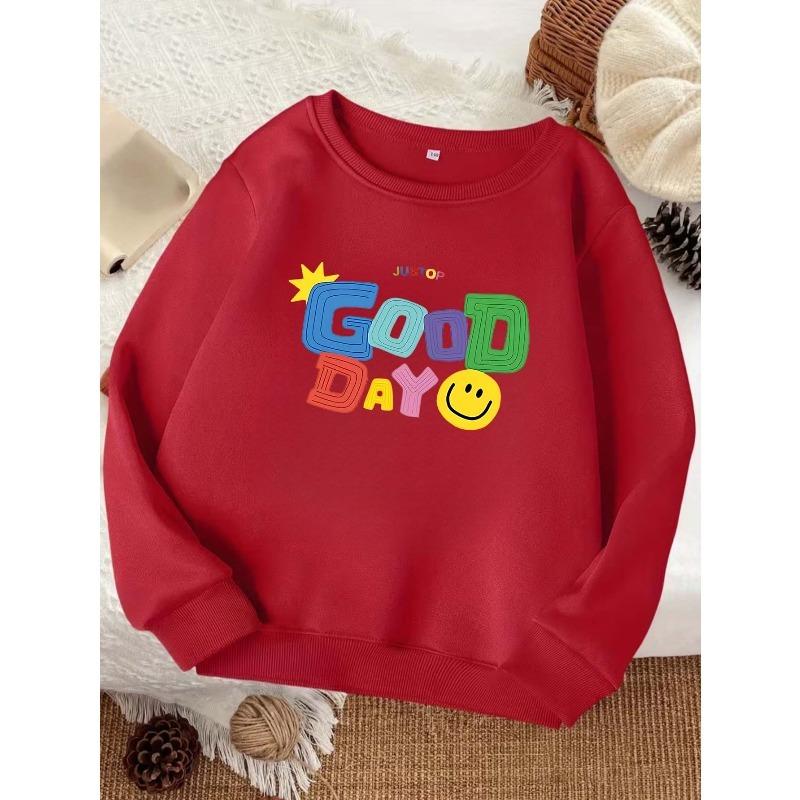 European Sizes Exquisite Kid Fashion Sweatshirt, Comfortable Kids' Round Neck Sweater, Casual All-Match Trendy Individual Student Print Top