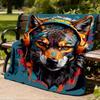 1pc Colorful Wolf Throw Blanket Polyester Fiber, Lightweight Flannel, Soft & Warm, All Season Use for Outdoor, Camping Digital Print