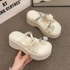 Korean Version of Fashion Rhinestone Cover Toe Cool Slippers Girl 2025 New Fairy Wind Thick Sole Heightening Beach with Skirt Sandals