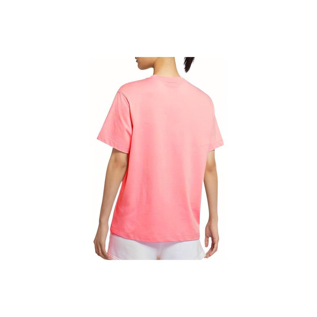 Nike Solid Color Logo Embroidered Round Neck Breathable Short Sleeve T-Shirt Women Tops Pink DH4256-631