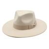Wool, Beige Hemmed Big-Brimmed Jazz Top Hat, Men'S And Women'S Bows, Water Drop Top Jazz Hat, Felt Hat.