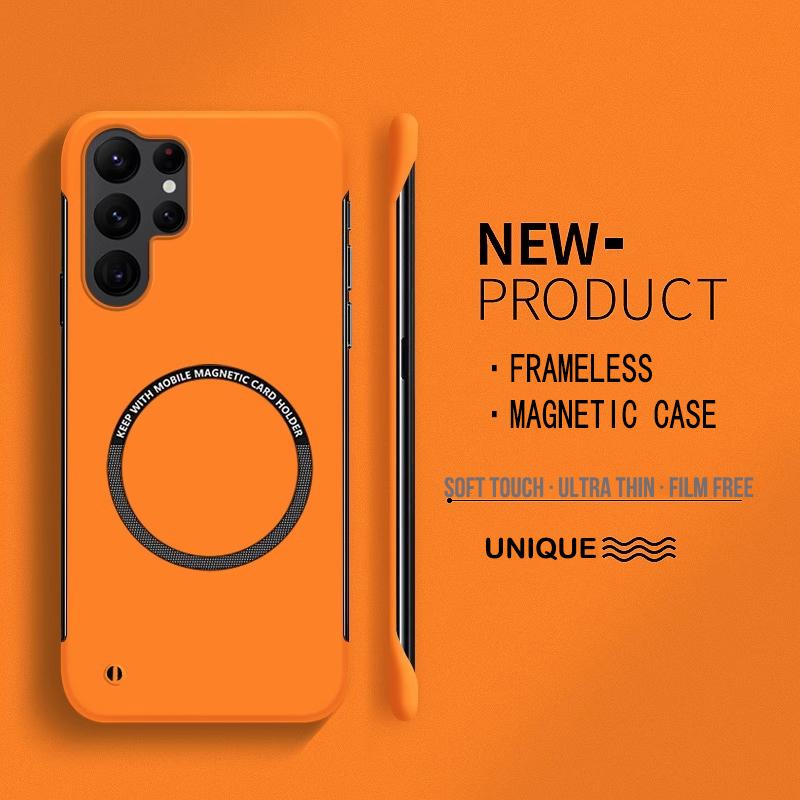 

Ультратонкий жесткий магнитный чехол для телефона из поликарбоната без рамки для Magsafe Samsung Galaxy S24 S23 S22 S21 S20 FE Plus Note20 Ultra Matte Cover for Galaxy S24 Ultra оранжевый