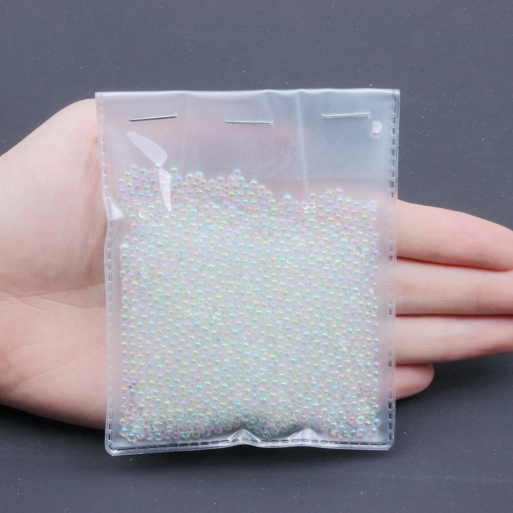 Transparent Iridescent Glass Bubble Beads for Nail Art - No Hole Pixie Caviar Beads