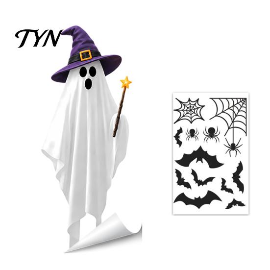 Decorative Window Film Halloween Ghost Glass Sticker, Cartoon Static Cling for Easy Apply Sticker Parties, Waterproof Decoration Decal