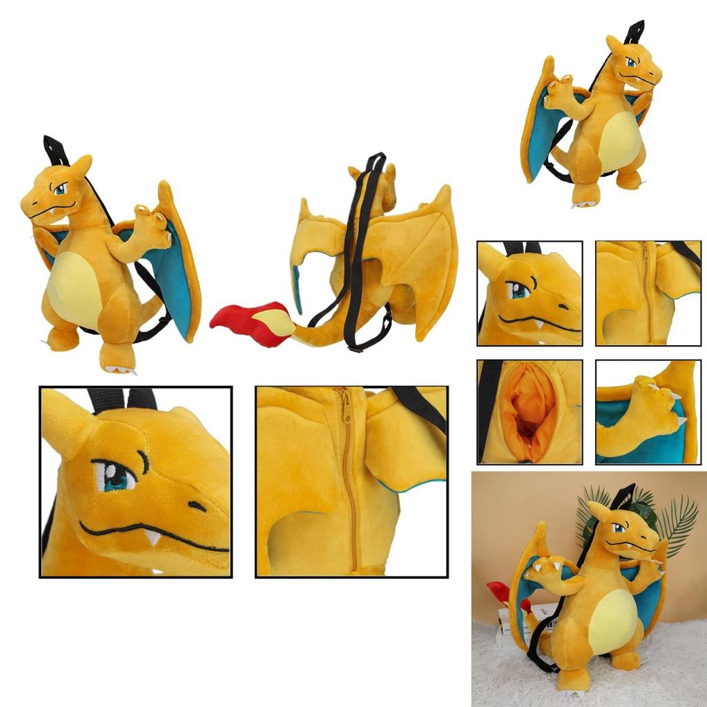 Cute Cartoon Backpack With Gengui And Charizard For Kids, Plush Toy Bag For Kindergarten