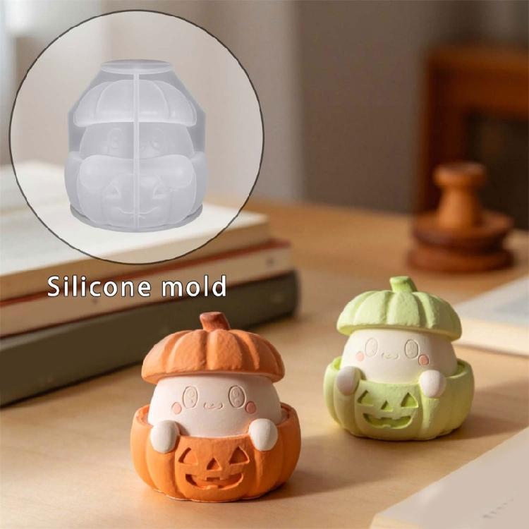 Ghostly Pumpkin Silicone Molds Halloween Candle Silicone Molds For Making Candle Soap Festival Decoration Resin Casting