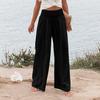 2025 Spring/Summer Women's Solid Color Elastic Waist Wide-Leg Casual Pants
