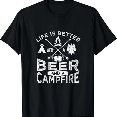 Camping Shirt Beer Campfire Life Love Camp Fire Tshirt Gift,Leisure and Comfortable