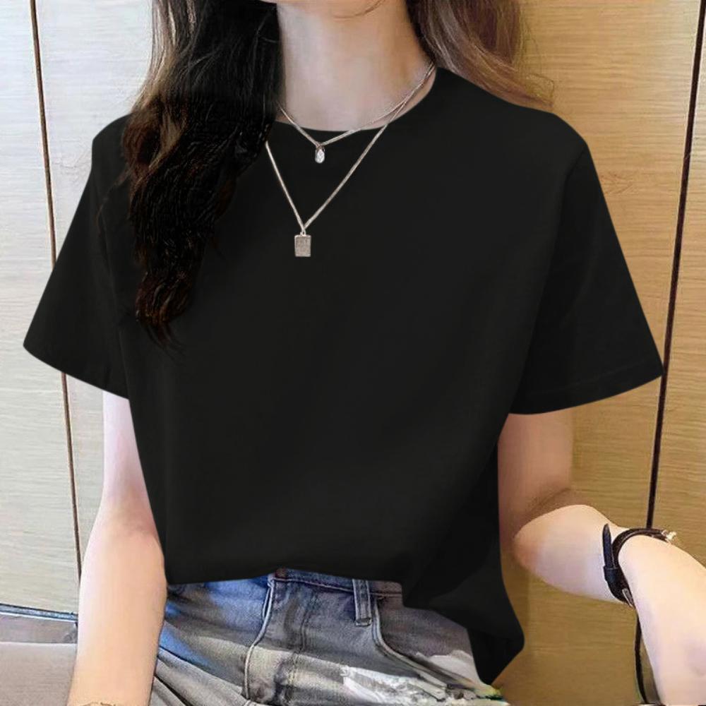 Summer Loose Women s T-Shirt High Quality O Neck Solid Color Short Sleeve Women s Business Wear Short Sleeve T-Shirt M